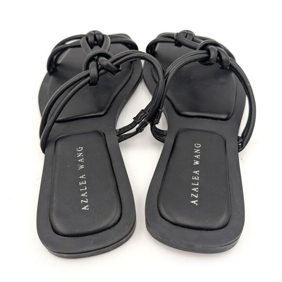 Azalea Wang Stetson Tubular Straps Knot Flat Sandals Women's Black Size US6 - Picture 5 of 10